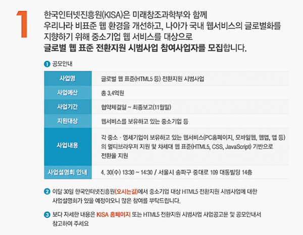 글로벌 웹표준 전환지원 시범사업